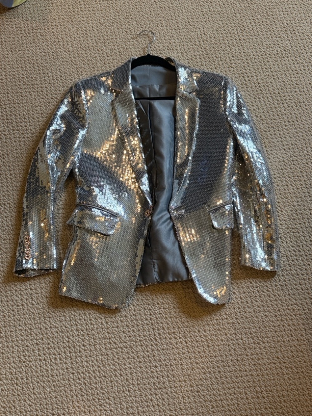 Silver Sequin Blazer Jacket - Women / Men